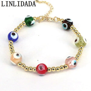 10Pcs Turkey Eye Lampwork Jewelry Adjustable Chain Bracelet