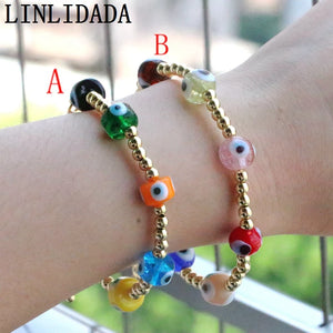 10Pcs Turkey Eye Lampwork Jewelry Adjustable Chain Bracelet