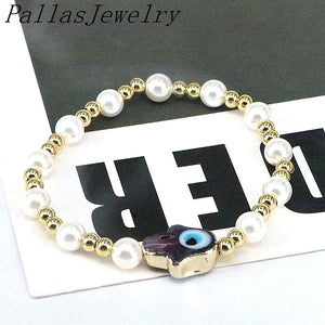 10Pcs Eye Bracelet Colorful Lampwork Hand Shaped Eyes Lucky Bracelets for Women