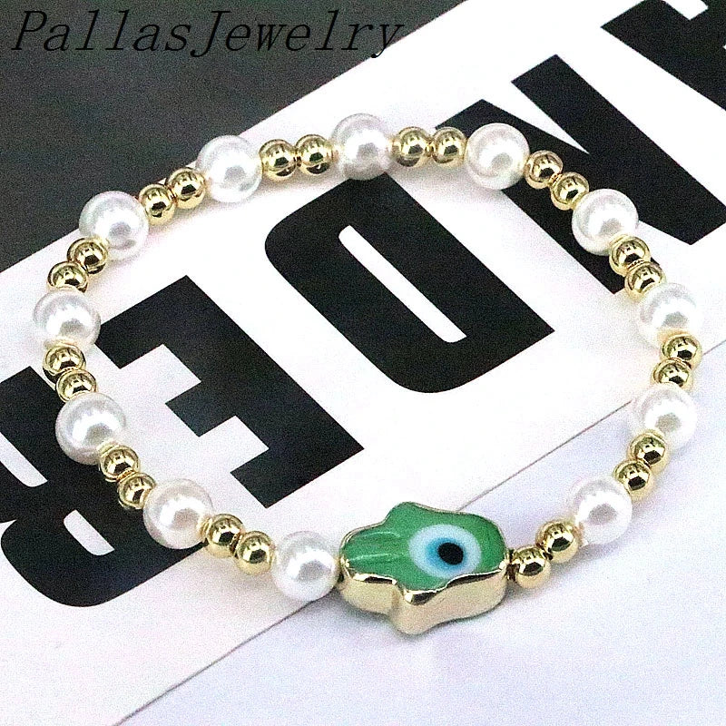 10Pcs Eye Bracelet Colorful Lampwork Hand Shaped Eyes Lucky Bracelets for Women