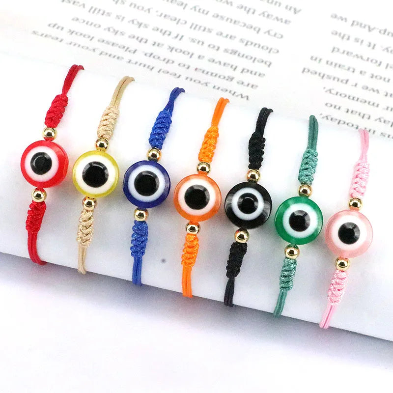 10Pcs Eye Braided Bracelet Adjustable Rope Multicolor Eye Bead Bracelet