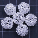 10Pcs Silver Plated Twist Ball Alloy Wire Beads 18mm