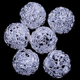 10Pcs Silver Plated Twist Ball Alloy Wire Beads 18mm