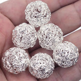 10Pcs Silver Plated Twist Ball Alloy Wire Beads 18mm