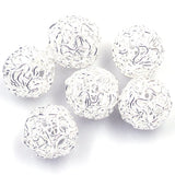 10Pcs Silver Plated Twist Ball Alloy Wire Beads 18mm