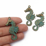 10Pcs Sea Horse Charms for DIY Necklace Making Patina Greek Animal Pendants