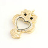 10Pcs Vintage Owl Heart Glass Floating Locket Memory Pendant