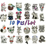 10Pcs Silver-plated Cartoon Animal Charms DIY Jewelry Making