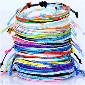 10Pcs Waterproof Wax Thread Bracelets Multicolor Boho Friendship Jewelry
