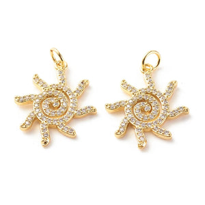 10Pcs 26x18mm 18K Plated Sun Charms Pendants DIY Jewelry Findings