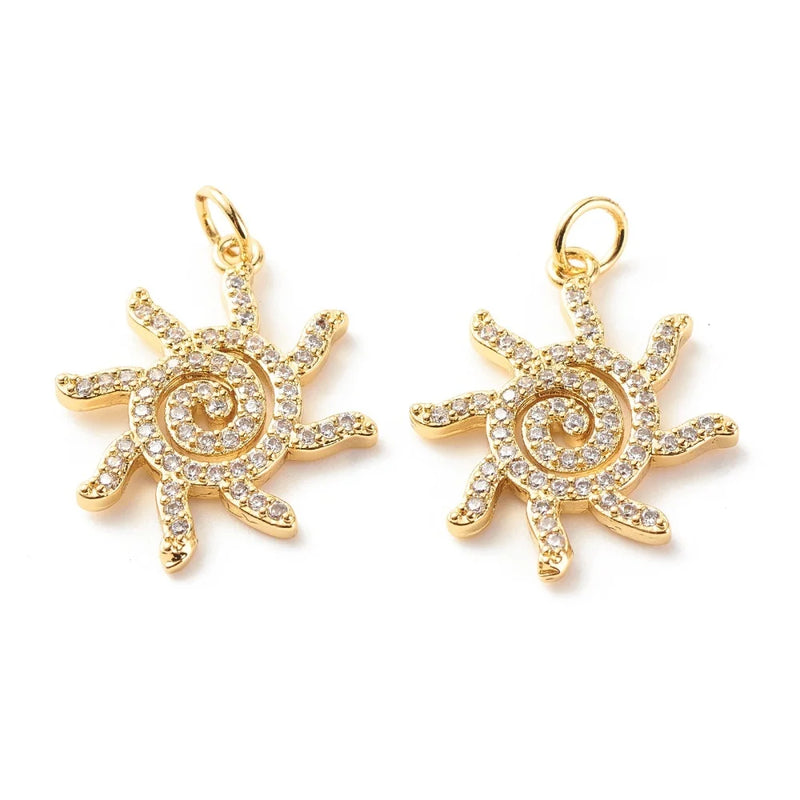 10Pcs 26x18mm 18K Plated Sun Charms Pendants DIY Jewelry Findings