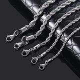 10Pcs 316L Stainless Steel Rope Chain Necklace for Men and Women
