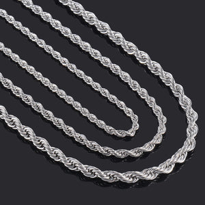10Pcs 316L Stainless Steel Rope Chain Necklace for Men and Women