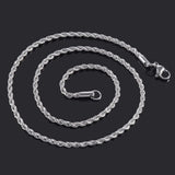 10Pcs 316L Stainless Steel Rope Chain Necklace for Men and Women