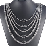 10Pcs 316L Stainless Steel Rope Chain Necklace for Men and Women