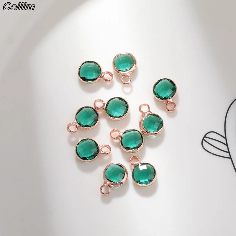 10Pcs 6mm Rose Crystal Cz Rhinestone Charms for Jewelry Making