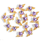 10Pcs Angel Wings Crystal Heart Charms Golden DIY Jewelry Findings