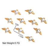 10Pcs Angel Wings Crystal Heart Charms Golden DIY Jewelry Findings