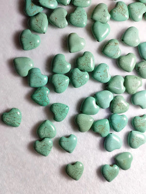 10Pcs Natural Turquoise Heart Pendants