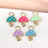 10Pcs Enamel Mushroom Charms CZ Pave Pendants Jewelry Finding