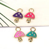 10Pcs Enamel Mushroom Charms CZ Pave Pendants Jewelry Finding