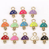 10Pcs Enamel Mushroom Charms CZ Pave Pendants Jewelry Finding
