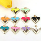 10Pcs Colorful Star Heart Necklace Women Plated Neon Enamel Pendant Jewelry