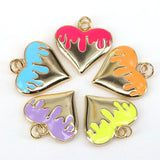 10Pcs Colorful Star Heart Necklace Women Plated Neon Enamel Pendant Jewelry