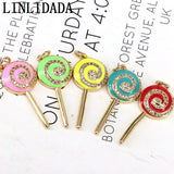 10Pcs Candy Lollipops CZ Charms Pendants Enamel DIY Decoration