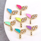 10Pcs Multicolor Enamel Zircon Fish Tail Pendants Charms Wholesale