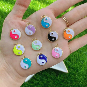 10Pcs Religious Yin Yang Necklace Charm Colorful Tai Ji Pendant