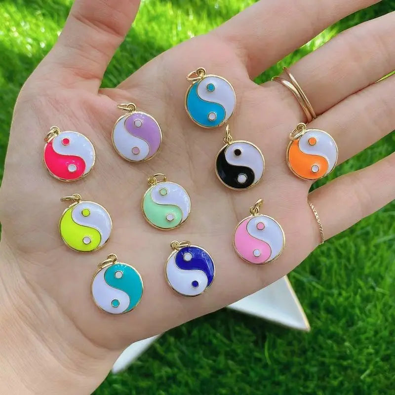 10Pcs Religious Yin Yang Necklace Charm Colorful Tai Ji Pendant