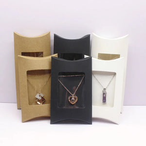 10Pcs Pillow Box Jewelry Display Clear PVC 16x7.8x2.5cm DIY Paper Necklace Card