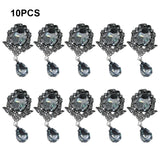 10Pcs Flower Brooch Pin Rhinestone Breastpin Decorations Party Jewelry