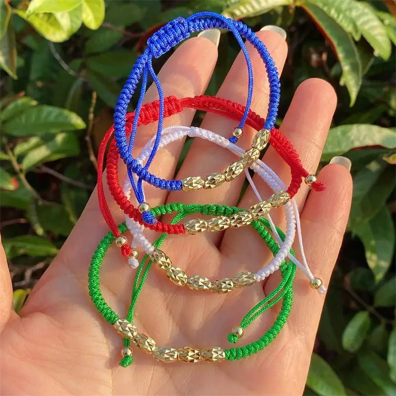 10Pcs Women Hand Woven Rope Adjustable Ball Lucky Bracelets