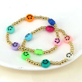 10Pcs Colorful Copper Ball Smile Heart Charm Bracelet