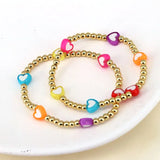 10Pcs Colorful Copper Ball Smile Heart Charm Bracelet