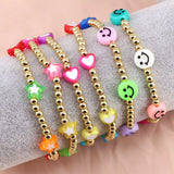 10Pcs Colorful Copper Ball Smile Heart Charm Bracelet