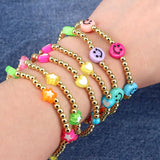 10Pcs Colorful Copper Ball Smile Heart Charm Bracelet