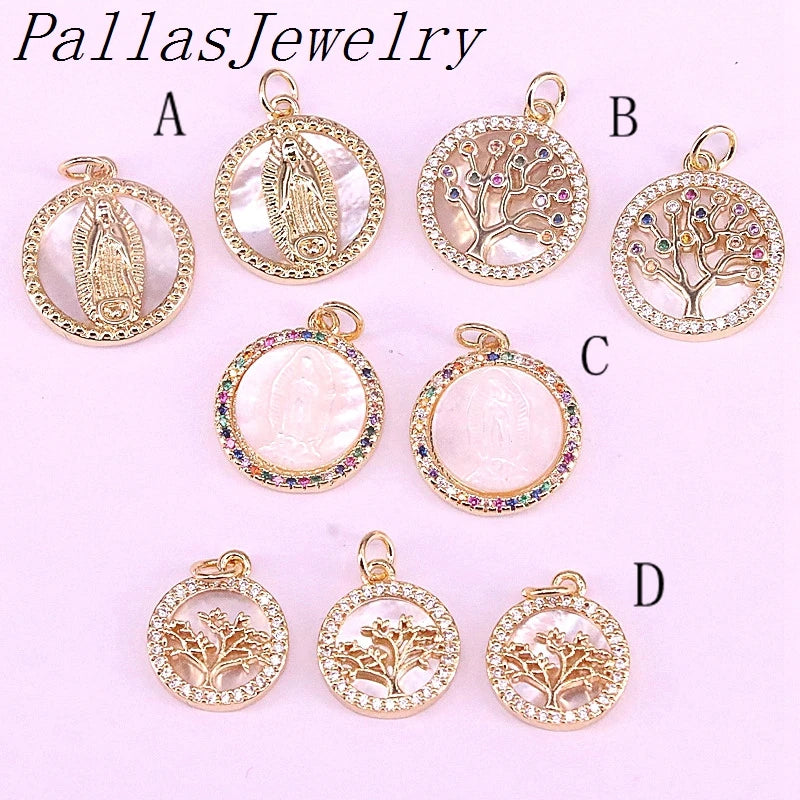 10Pcs CZ Pendant, Cubic Zirconia Micro Pave Charm, Necklace Jewelry Accessory