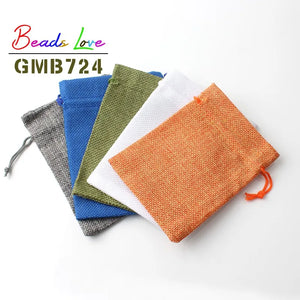 10Pcs 10*14cm Burlap Jute Bags Drawstring Velvet Gift Bags & Wedding Favor P