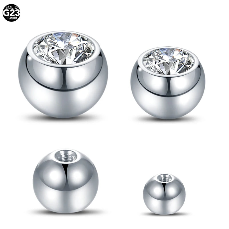 10Pcs Titanium Screw Gem Balls Body Jewelry Rings