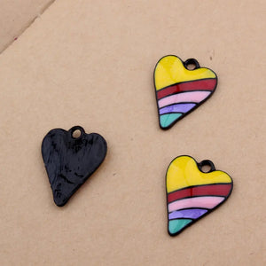 10Pcs 18*23mm Colorful Heart Enamel Charms DIY Necklace Earrings Jewelry