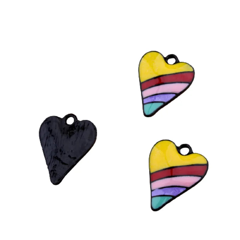 10Pcs 18*23mm Colorful Heart Enamel Charms DIY Necklace Earrings Jewelry