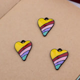 10Pcs 18*23mm Colorful Heart Enamel Charms DIY Necklace Earrings Jewelry