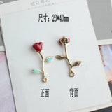 10Pcs 23*40mm 3D Rose Flowers Enamel Charm Jewelry Making DIY Crafts