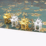 10Pcs 3D Chinese Architecture Alloy Charms Jewelry Making DIY Finding