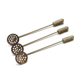 10Pcs Long Brooch Pins Base with Cap Stopper for DIY