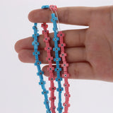 10Pcs/lot Pink Cross Evils Eye Shell Beads 7x10mm