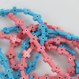 10Pcs/lot Pink Cross Evils Eye Shell Beads 7x10mm